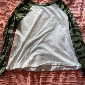 camo and white long sleeve t-shirt